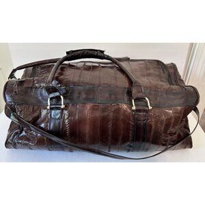 Eelskin duffel bag vintage made Korea brown tote carryon eel skin leather READ